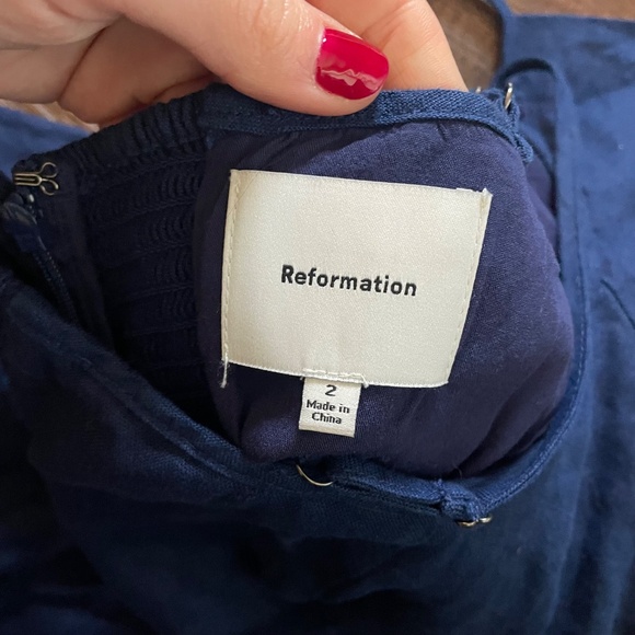 Reformation Ciara Linen Romper Size 2 Sleeveless Linen Romper w/ Back Smocking - Picture 6 of 7